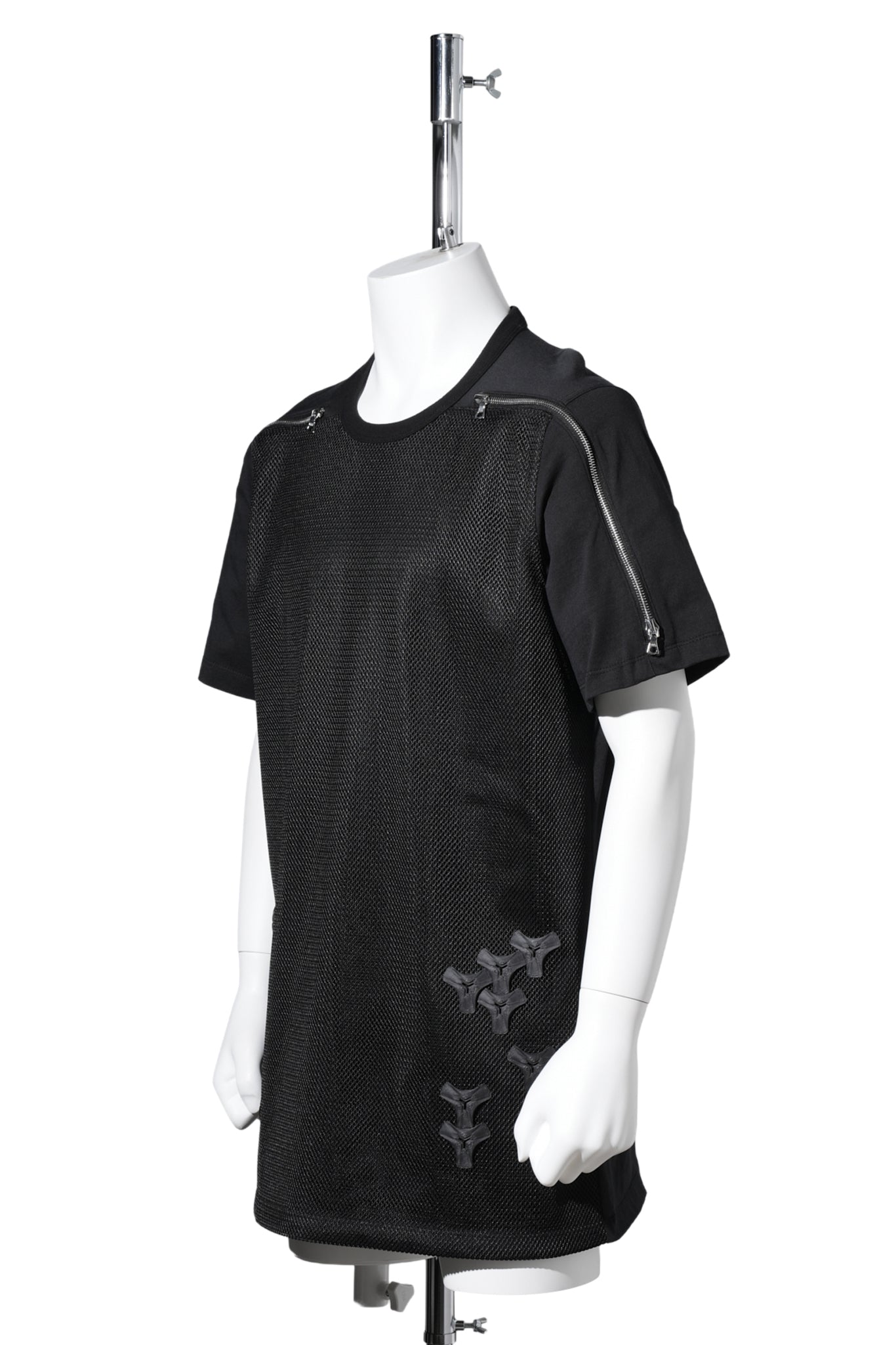 3D PRINTED SHOULDER ZIP T SHIRTS / BLACK 3D PRINTED