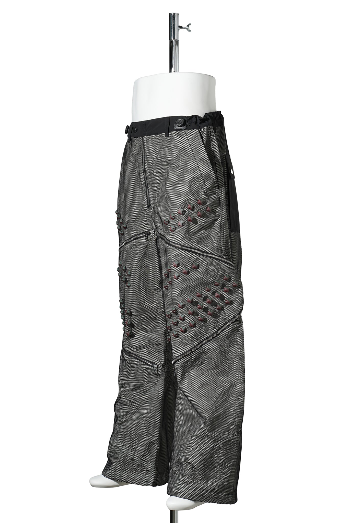 3D PRINTED CIRCLE TROUSERS / OLIVE&BRICK RED 3D PRINTED