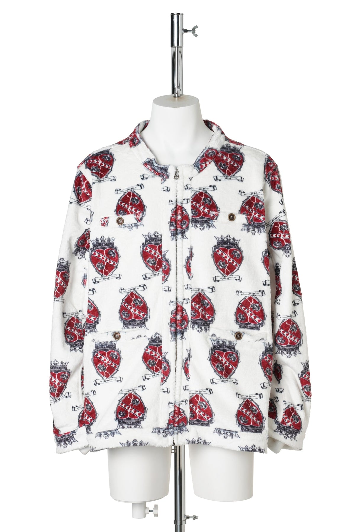 FUR TRANSFER COLLARLESS JACKET / HEART