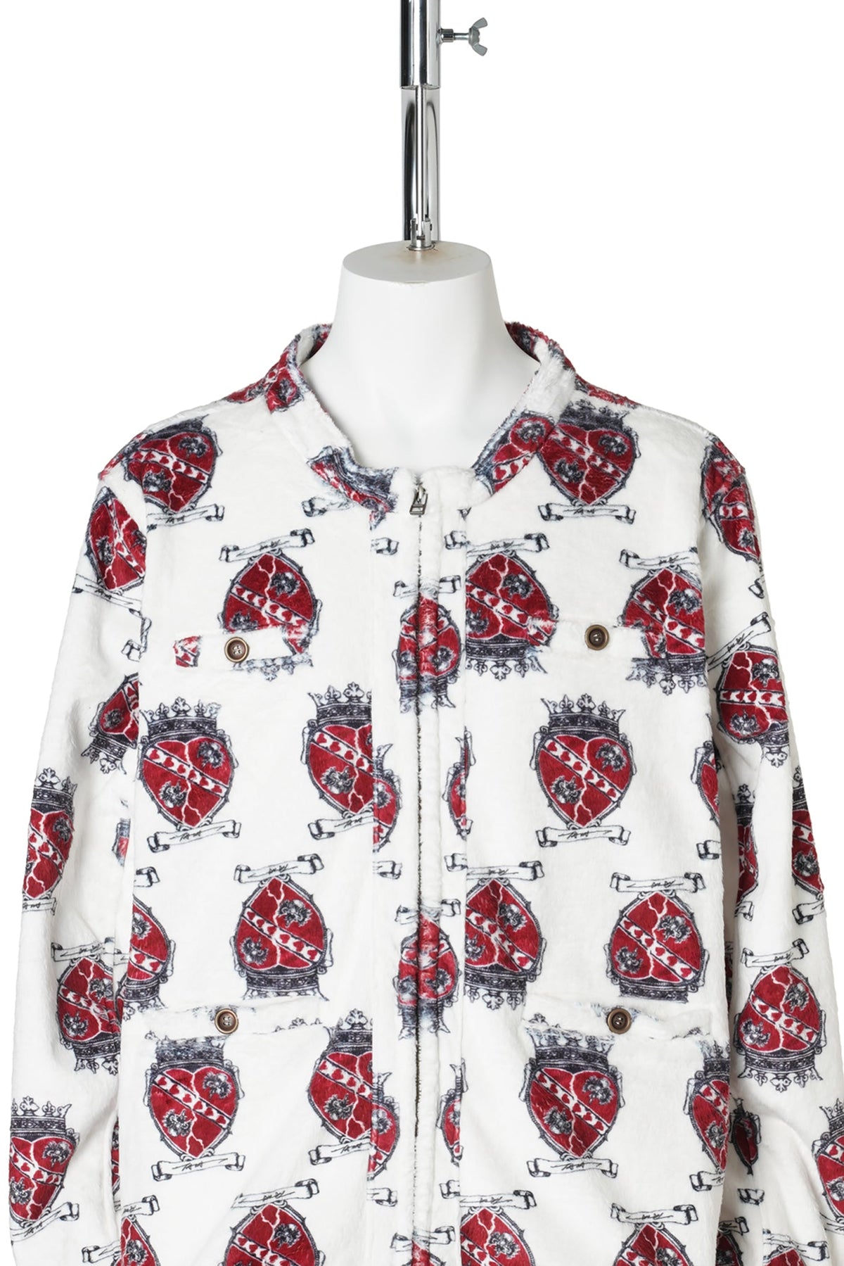 FUR TRANSFER COLLARLESS JACKET / HEART