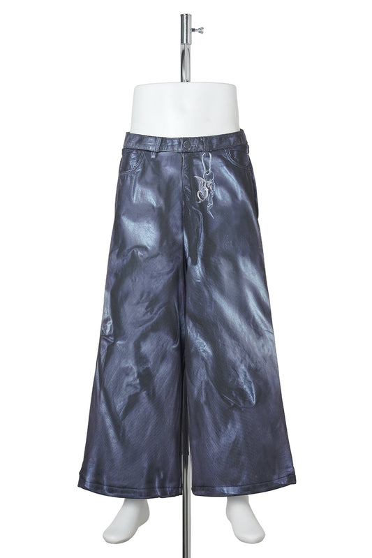 TRANSFER PRINT 9 LENGTH BAGGY PANTS / LEATHER