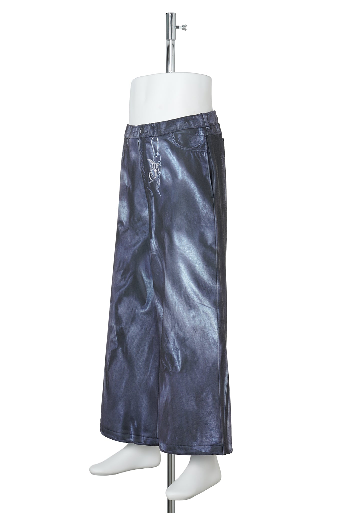 TRANSFER PRINT 9 LENGTH BAGGY PANTS / LEATHER