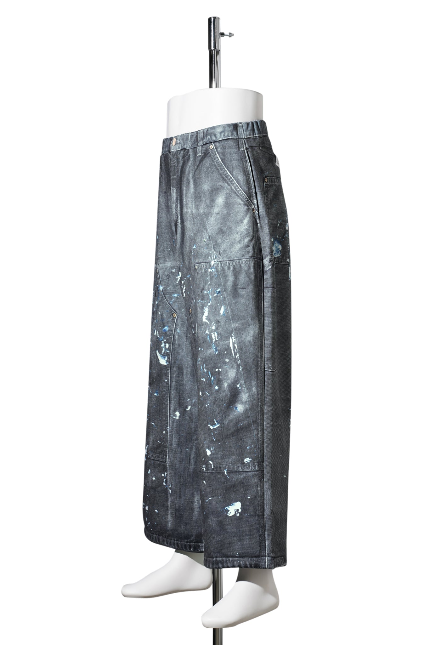 PRINT DUCK WIDE PANTS / BLACK