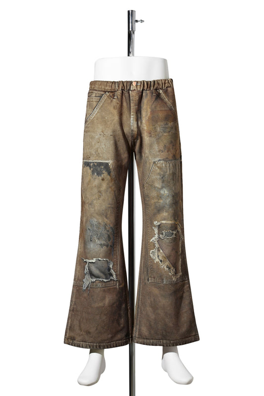 PRINT FLARE PANTS / BROWN