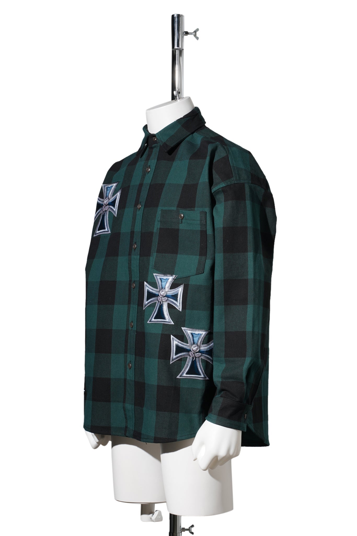 3D CROSS FLANNEL SHIRT / GREEN