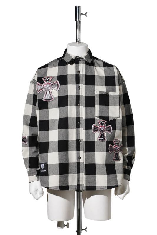 3D CROSS FLANNEL SHIRT / WHITE