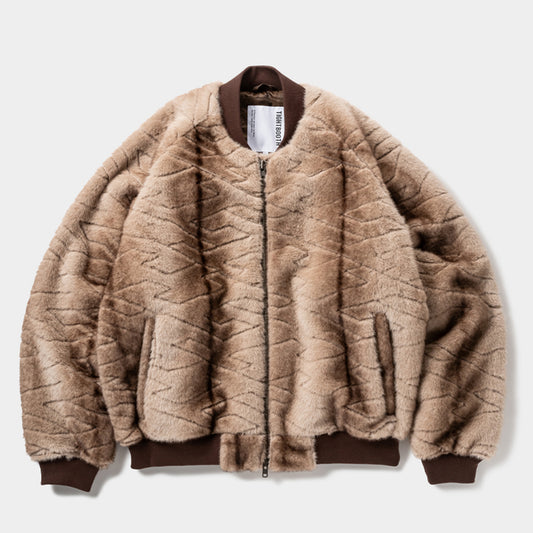 T QUILT FUR MA-1 / BROWN