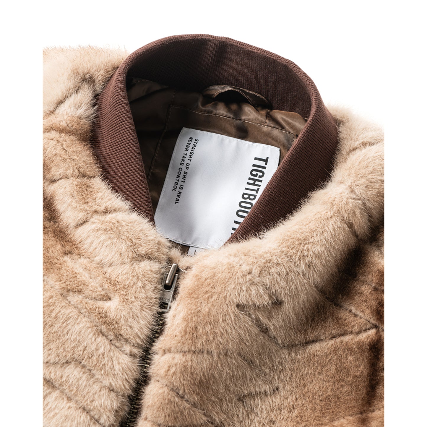 T QUILT FUR MA-1 / BROWN