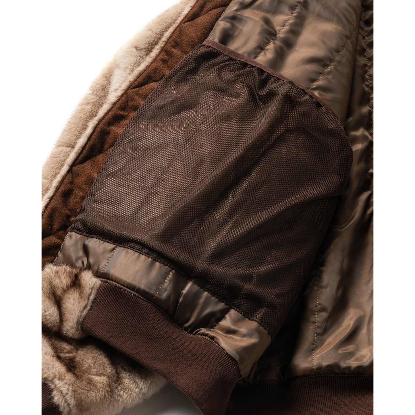 T QUILT FUR MA-1 / BROWN