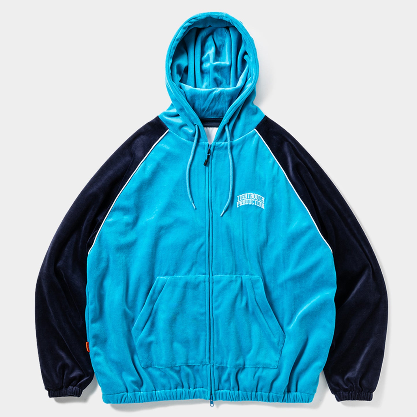 VELOUR PIPING HOODED JKT / BLUE
