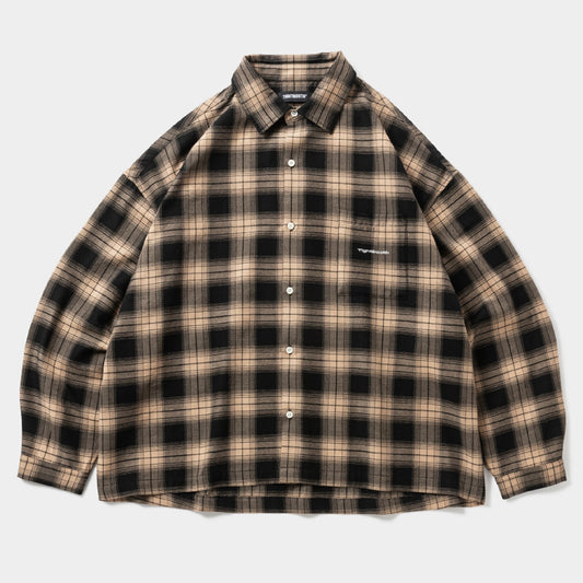 PLAID FLANNEL L/S SHIRT / BLACK x BEIGE