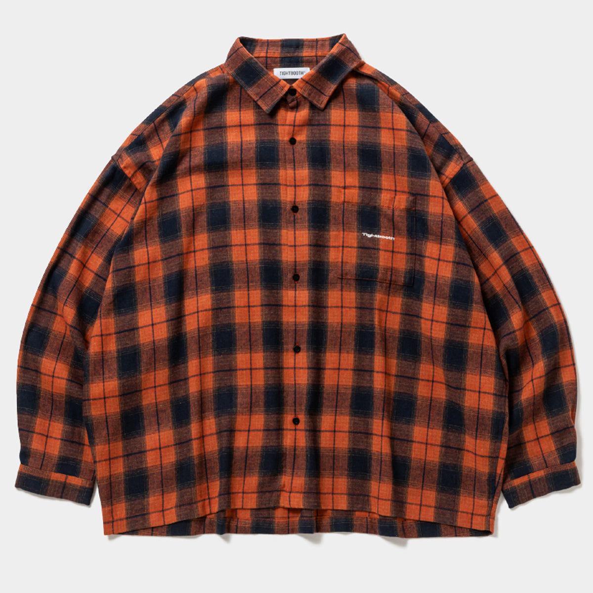 PLAID FLANNEL L/S SHIRT / NAVY x ORANGE