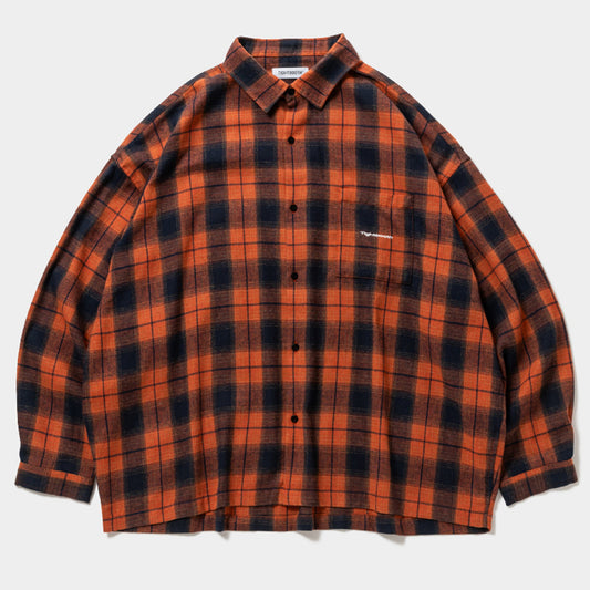 PLAID FLANNEL L/S SHIRT / NAVY x ORANGE