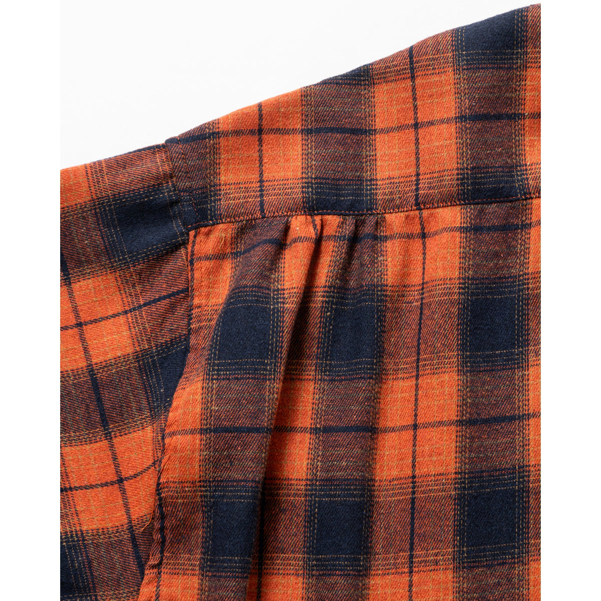 PLAID FLANNEL L/S SHIRT / NAVY x ORANGE