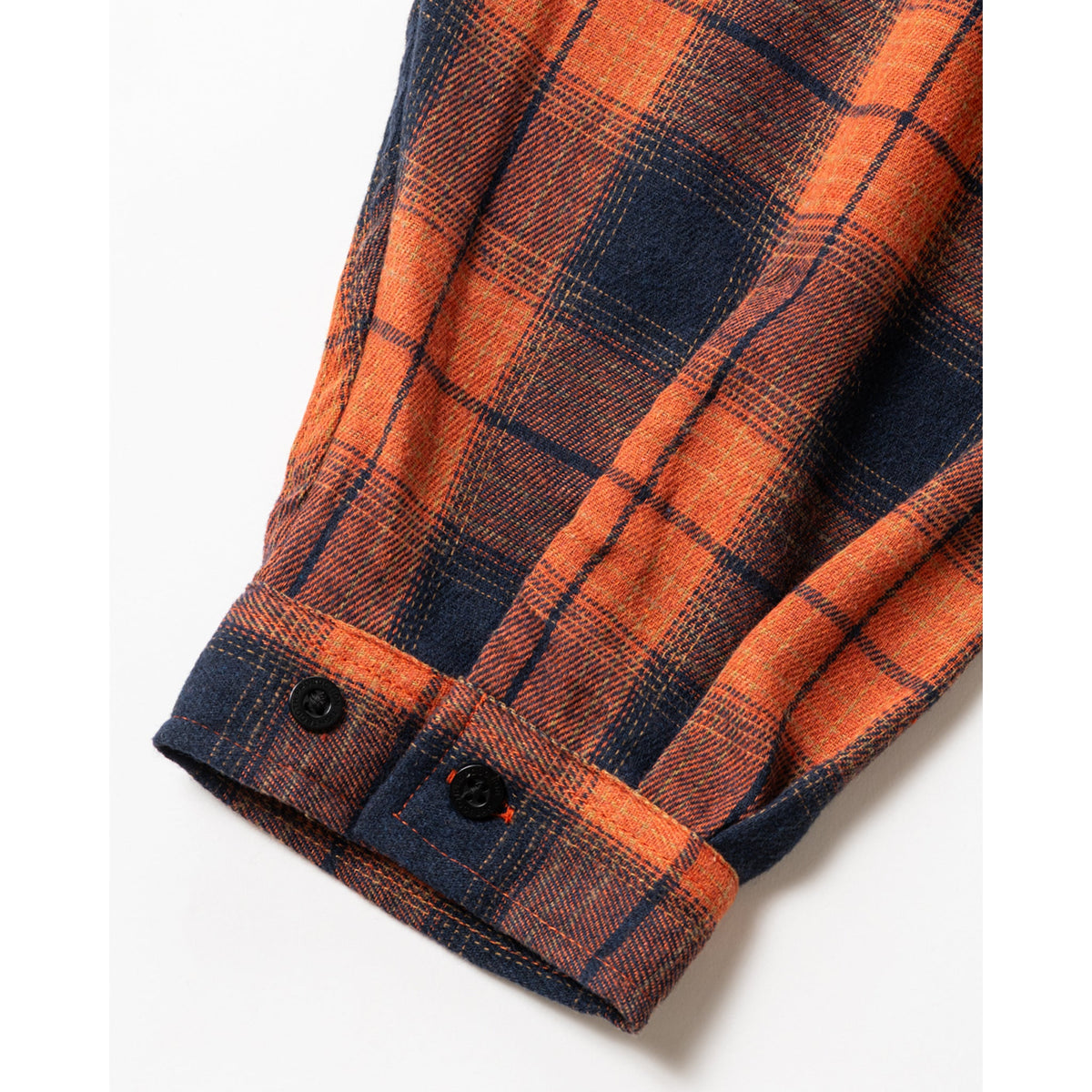 PLAID FLANNEL L/S SHIRT / NAVY x ORANGE