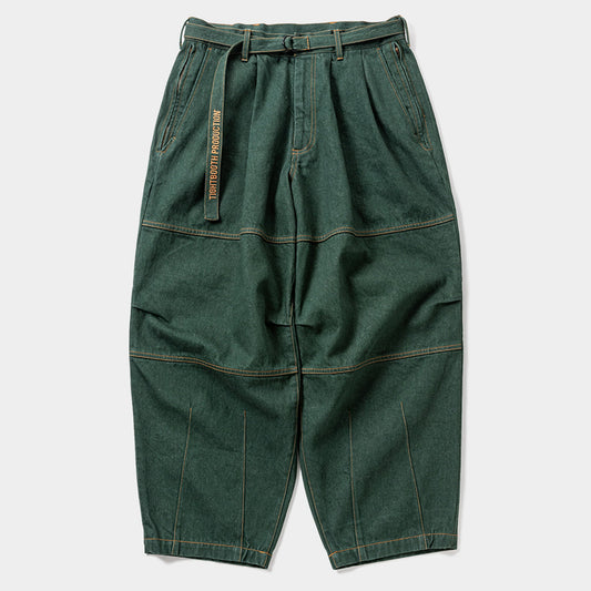 DENIM BALLOON PANTS / DARK GREEN