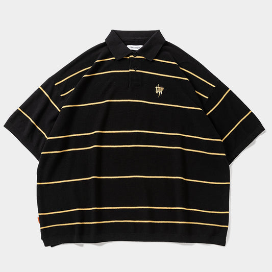 BORDER KNIT POLO / BLACK