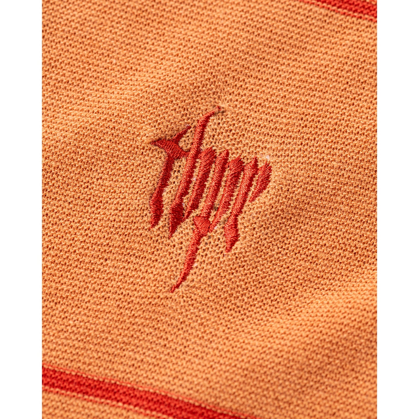 BORDER KNIT POLO / BRICK