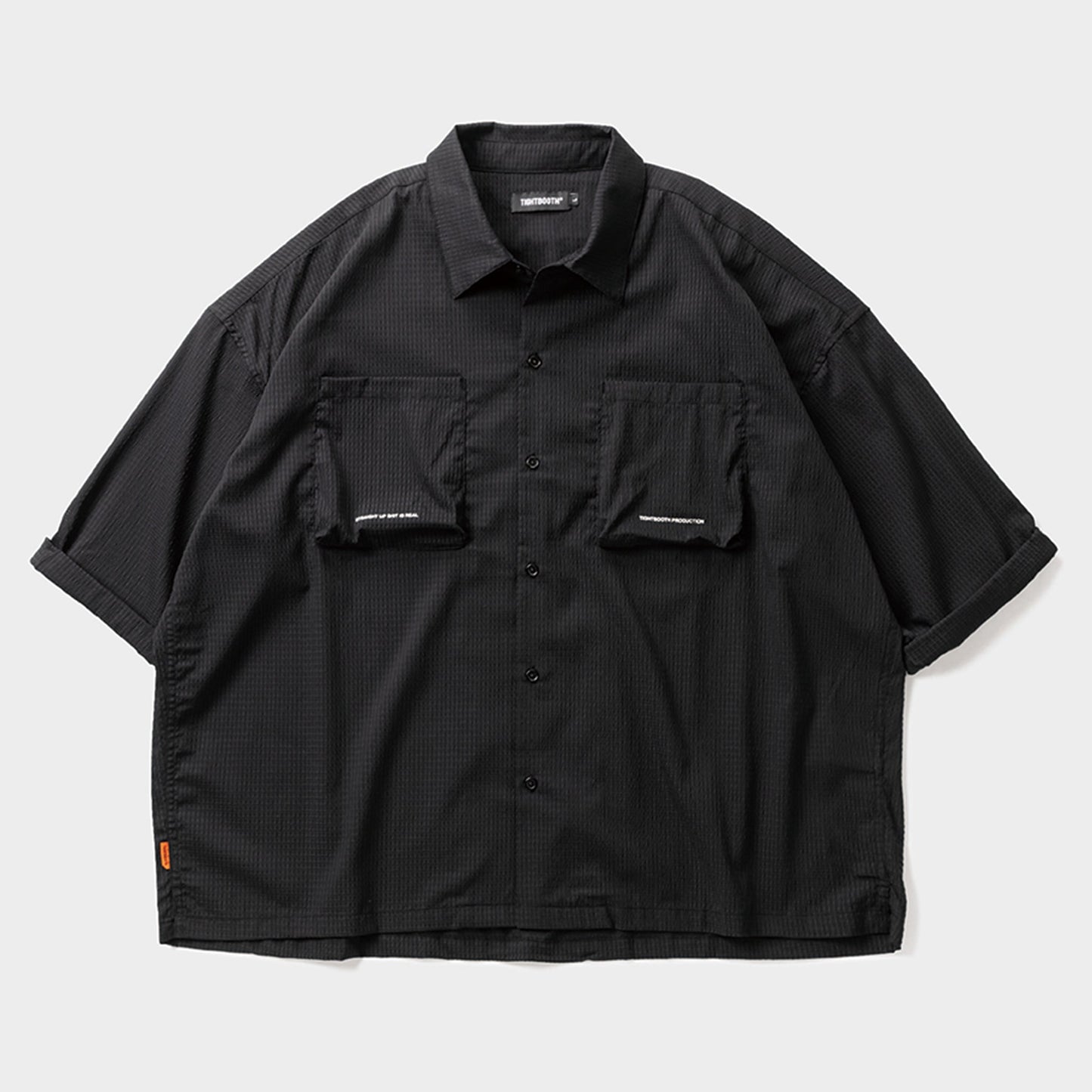 SEERSUCKER ROLL UP SHIRT / BLACK
