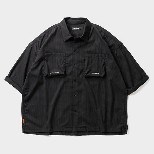 SEERSUCKER ROLL UP SHIRT / BLACK