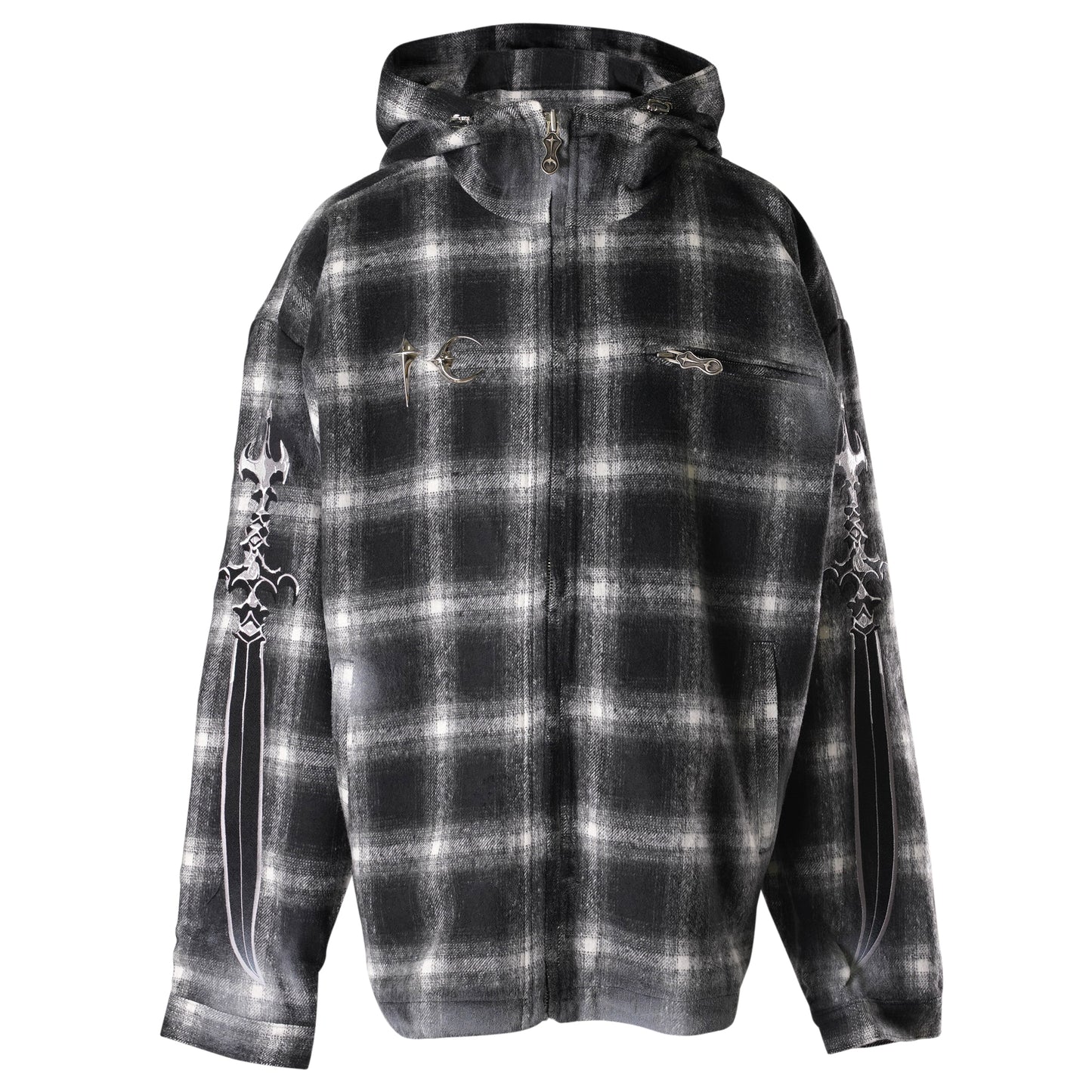 ARAB SWORD FLANNEL ZIP-UP / BLACK