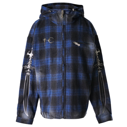 ARAB SWORD FLANNEL ZIP-UP / BLUE