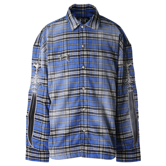 ARAB SWORD FLANNEL SHIRT / BLUE