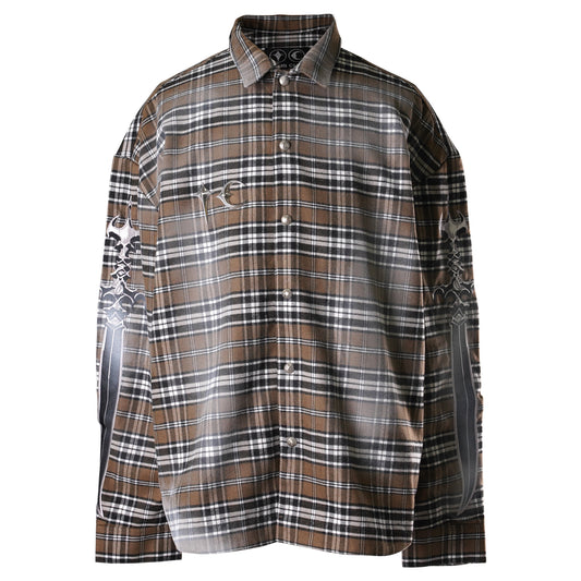 ARAB SWORD FLANNEL SHIRT / BROWN