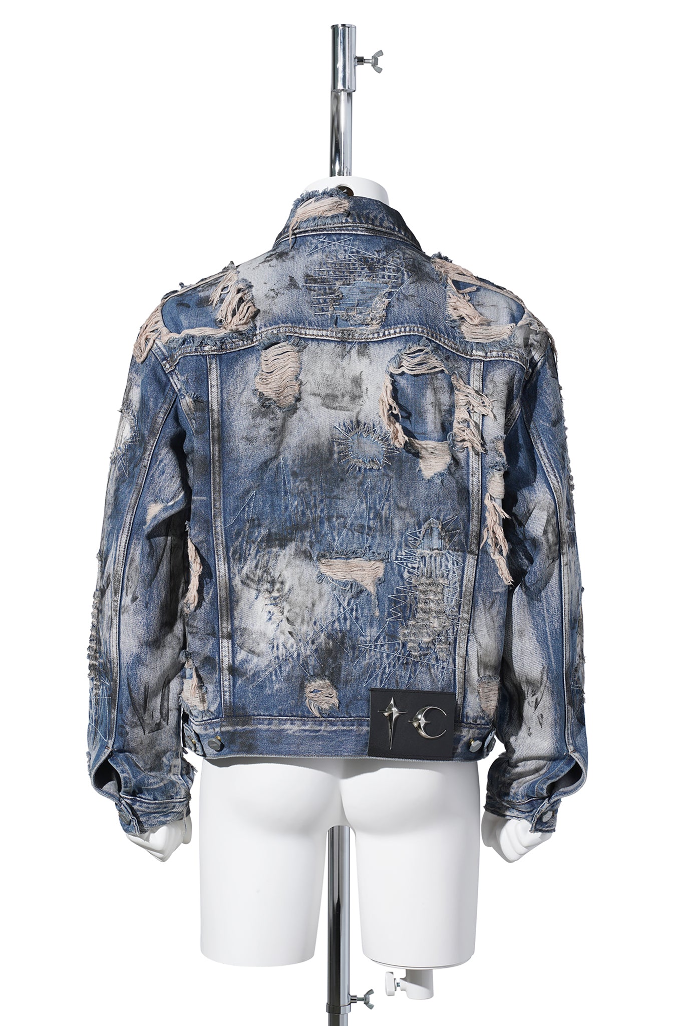 HARD-WASHED DAMAGED DENIM JACKET / BLUE