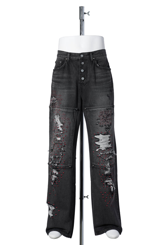 VINTAGE DOUBLE KNEE PANTS / BLACK