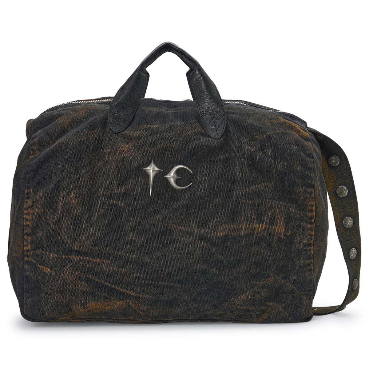 TWO TONE WASHED CANVAS CROSSBODY BAG / RUST BLACK