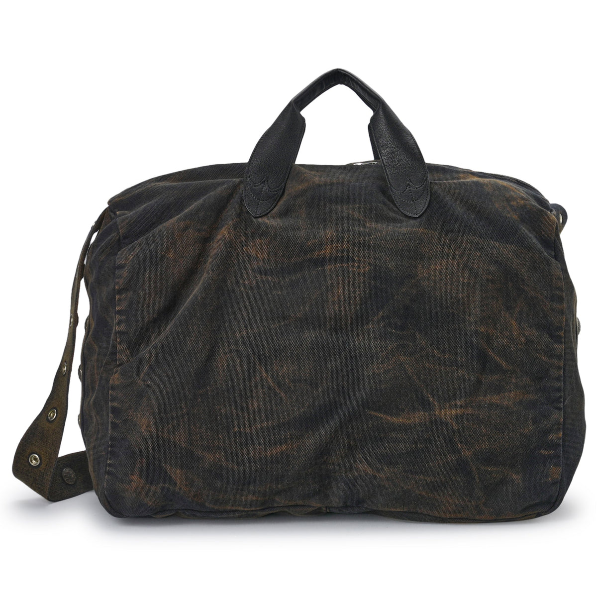 TWO TONE WASHED CANVAS CROSSBODY BAG / RUST BLACK