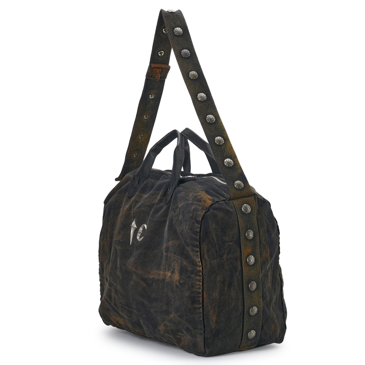 TWO TONE WASHED CANVAS CROSSBODY BAG / RUST BLACK