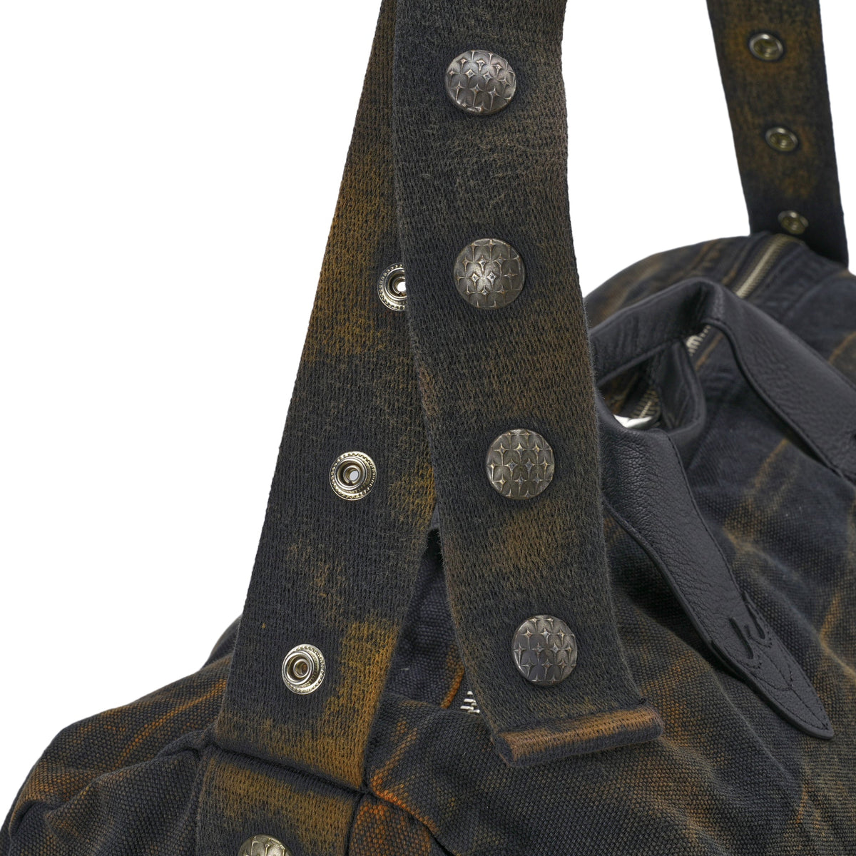 TWO TONE WASHED CANVAS CROSSBODY BAG / RUST BLACK