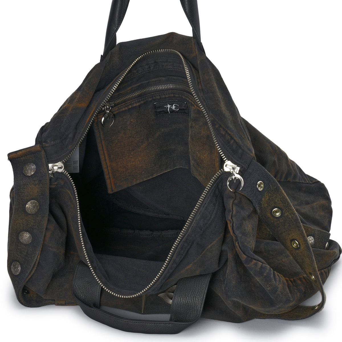 TWO TONE WASHED CANVAS CROSSBODY BAG / RUST BLACK