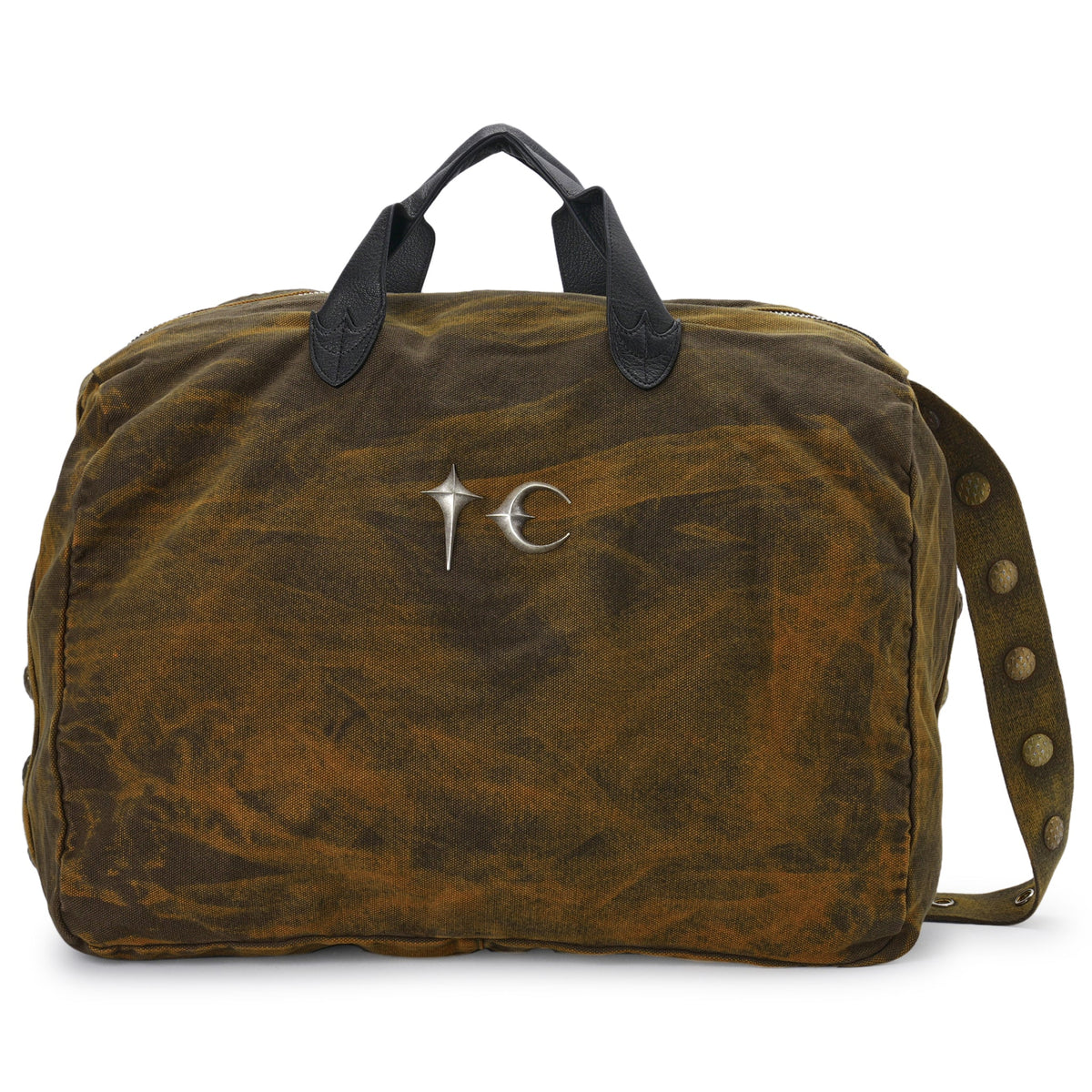 TWO TONE WASHED CANVAS CROSSBODY BAG / OLIVE