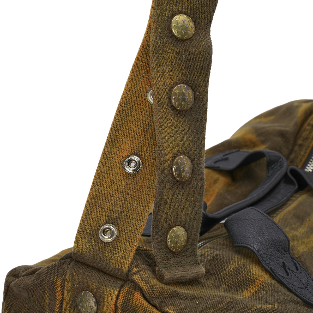 TWO TONE WASHED CANVAS CROSSBODY BAG / OLIVE