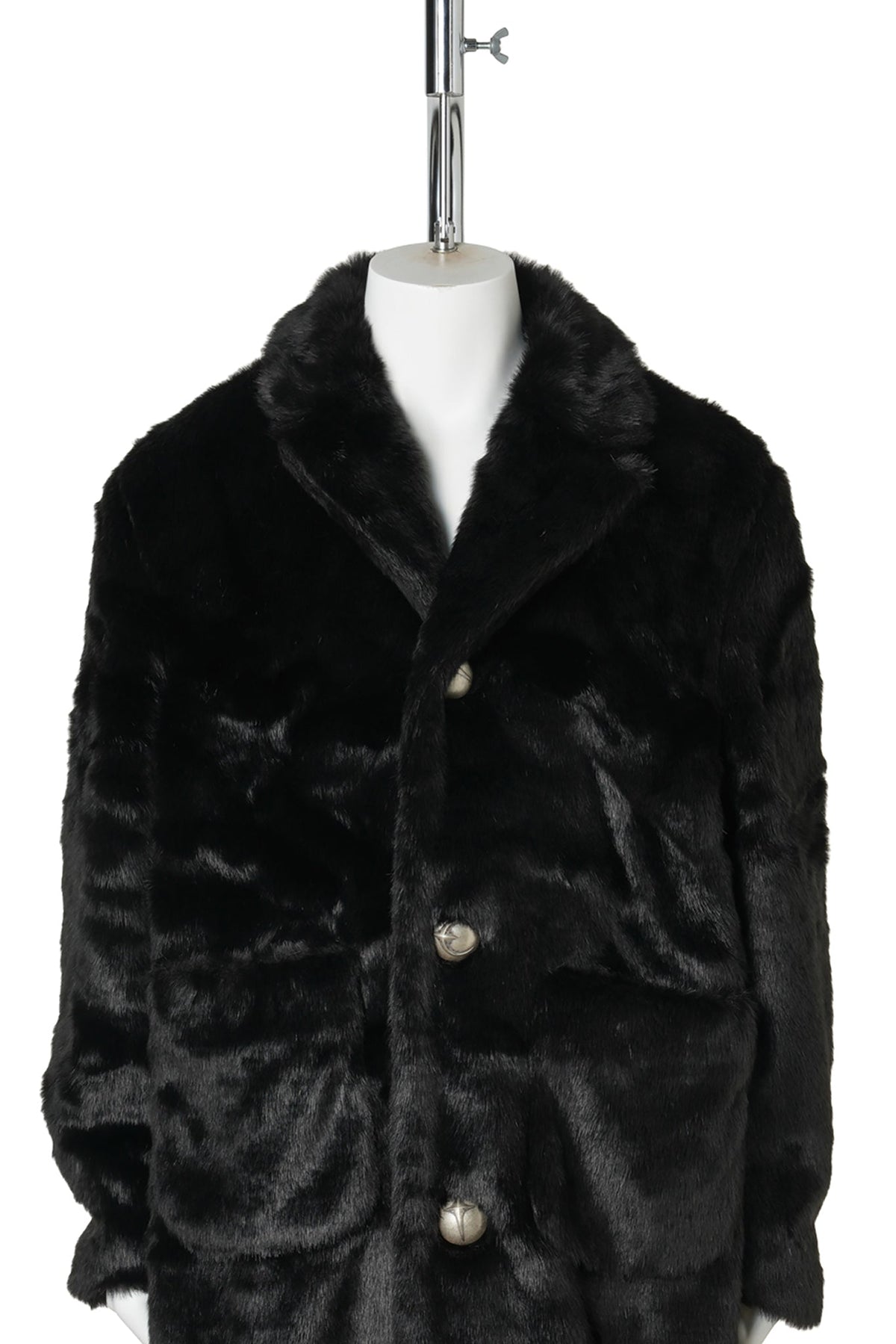 THREE RIDING SKULL FUR COAT / BLACK