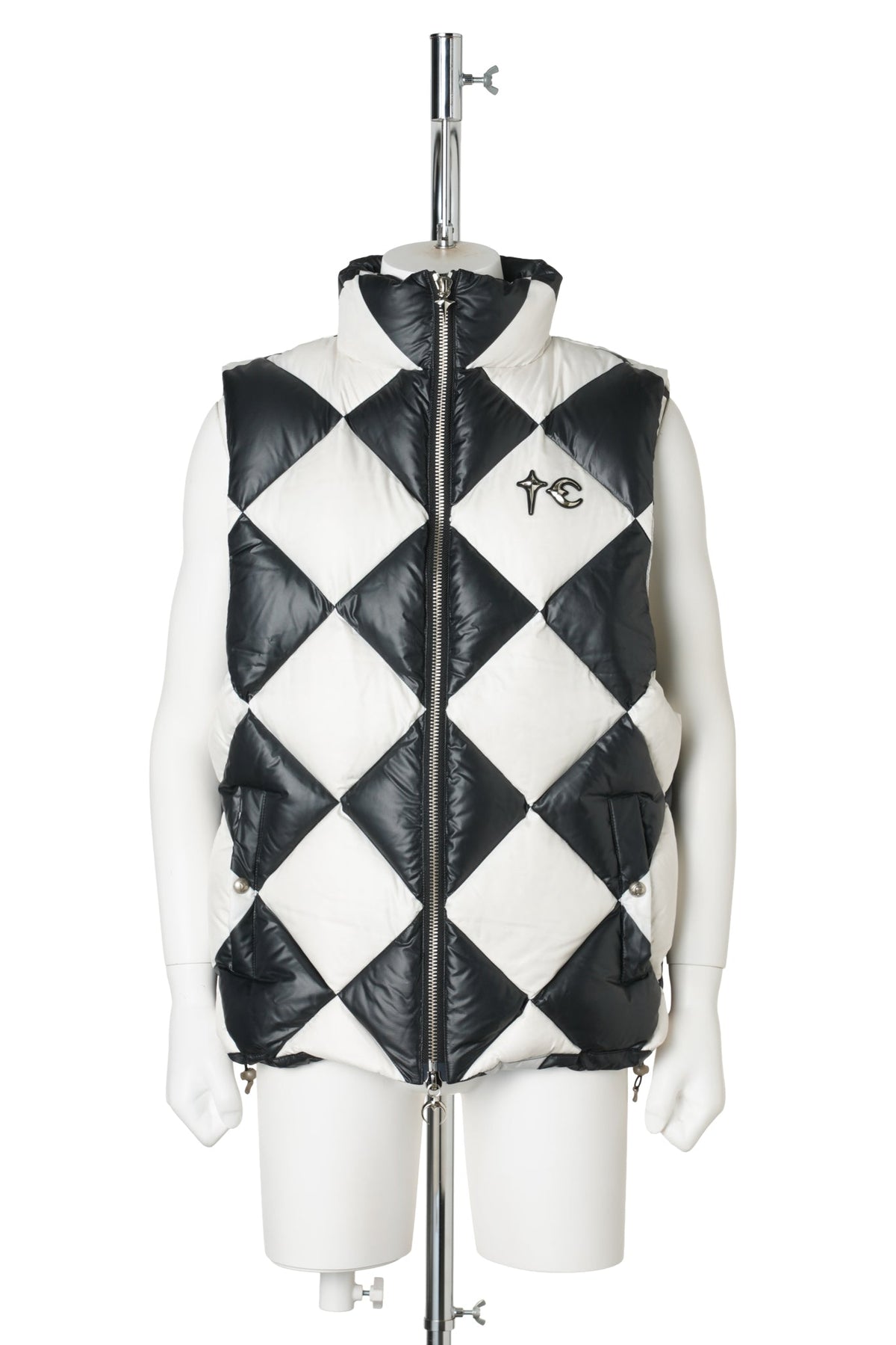 CHECKMATE PUFFER VEST / BLACK/IVORY