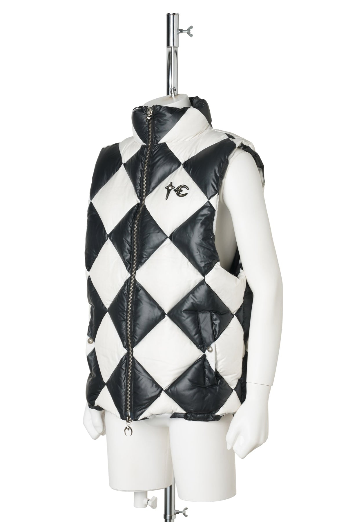 CHECKMATE PUFFER VEST / BLACK/IVORY
