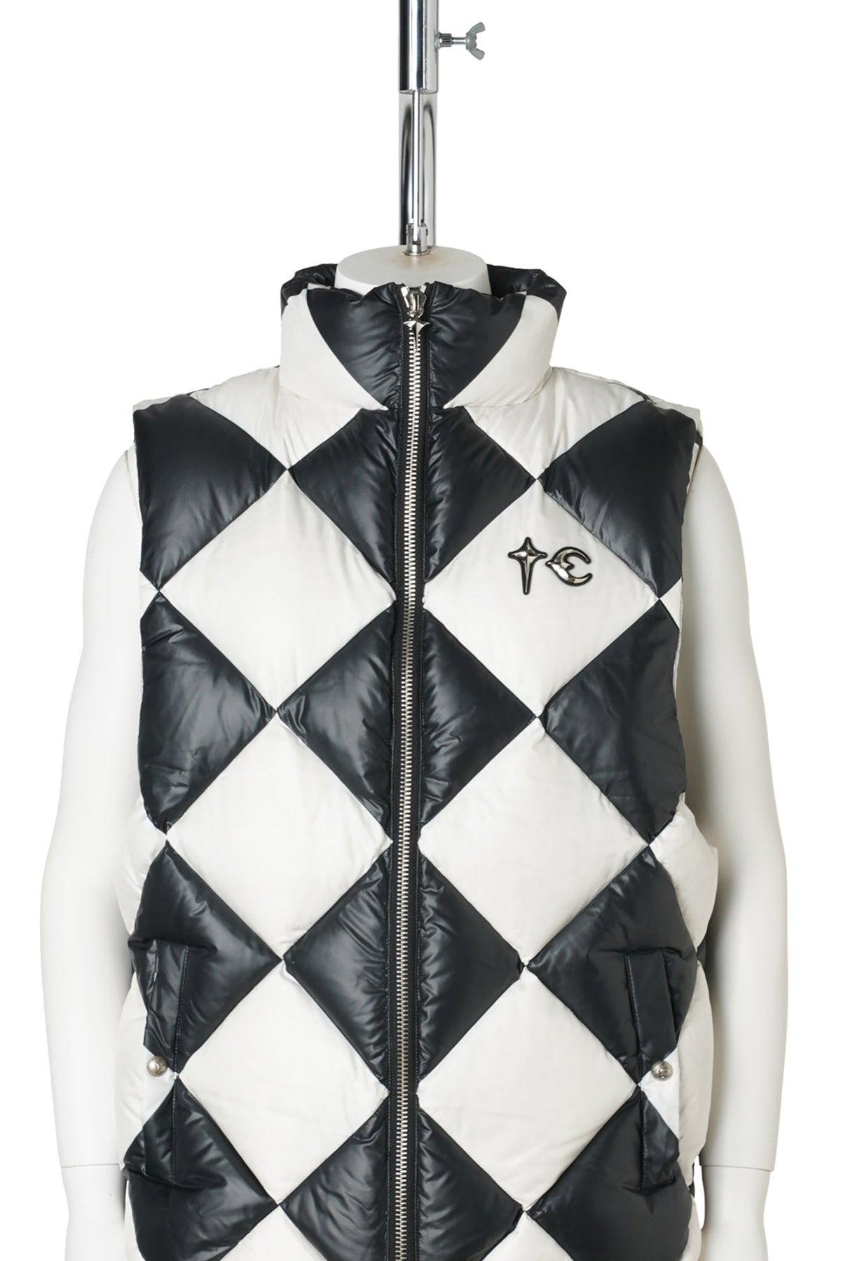 CHECKMATE PUFFER VEST / BLACK/IVORY