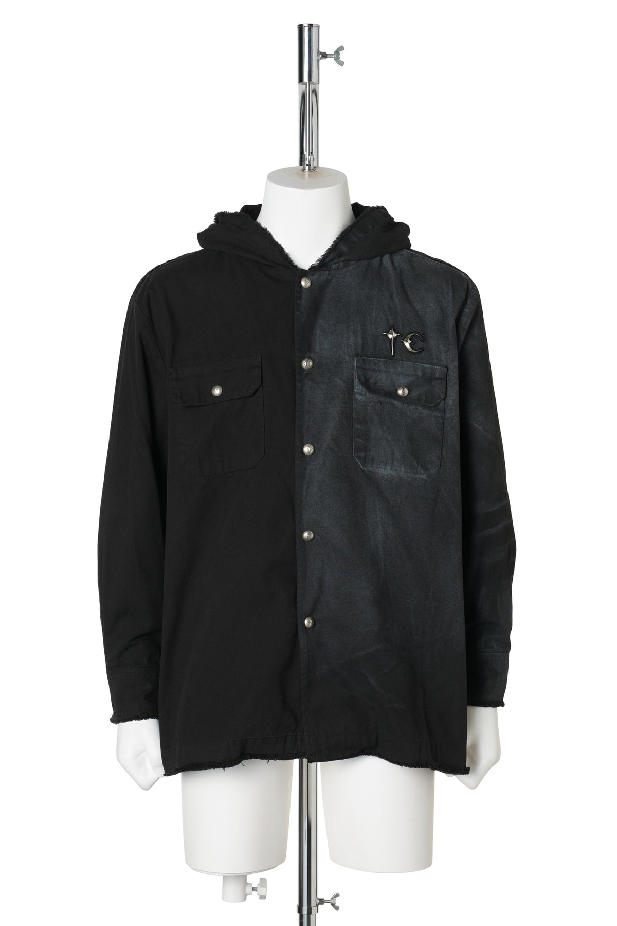 TAINTED CREED SCARF HOODED SHIRT / BLACK