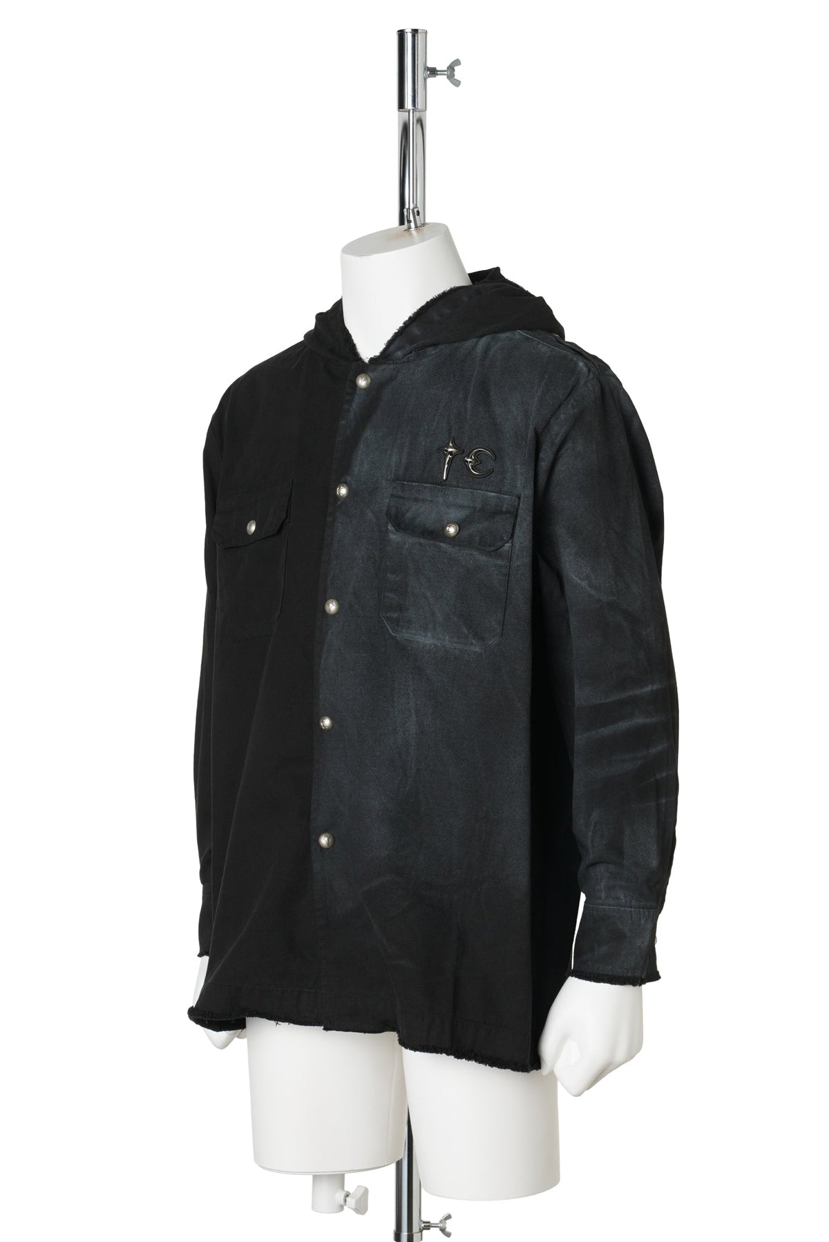 TAINTED CREED SCARF HOODED SHIRT / BLACK