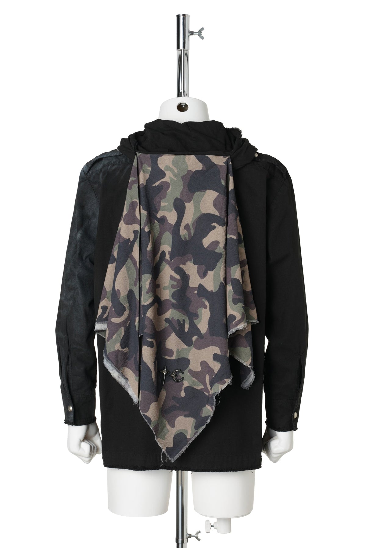 TAINTED CREED SCARF HOODED SHIRT / BLACK