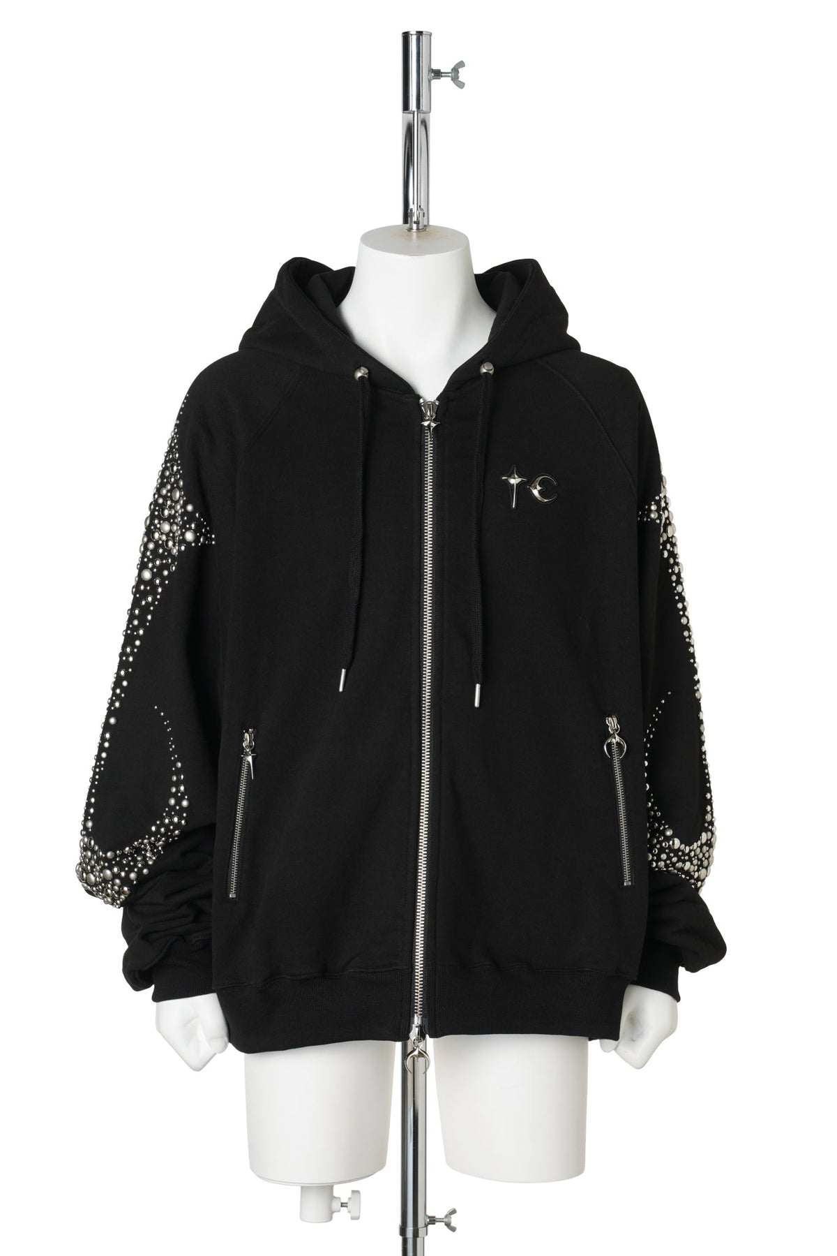 IRON STEEL FOCUS ZIP-UP HOODIE / BLACK
