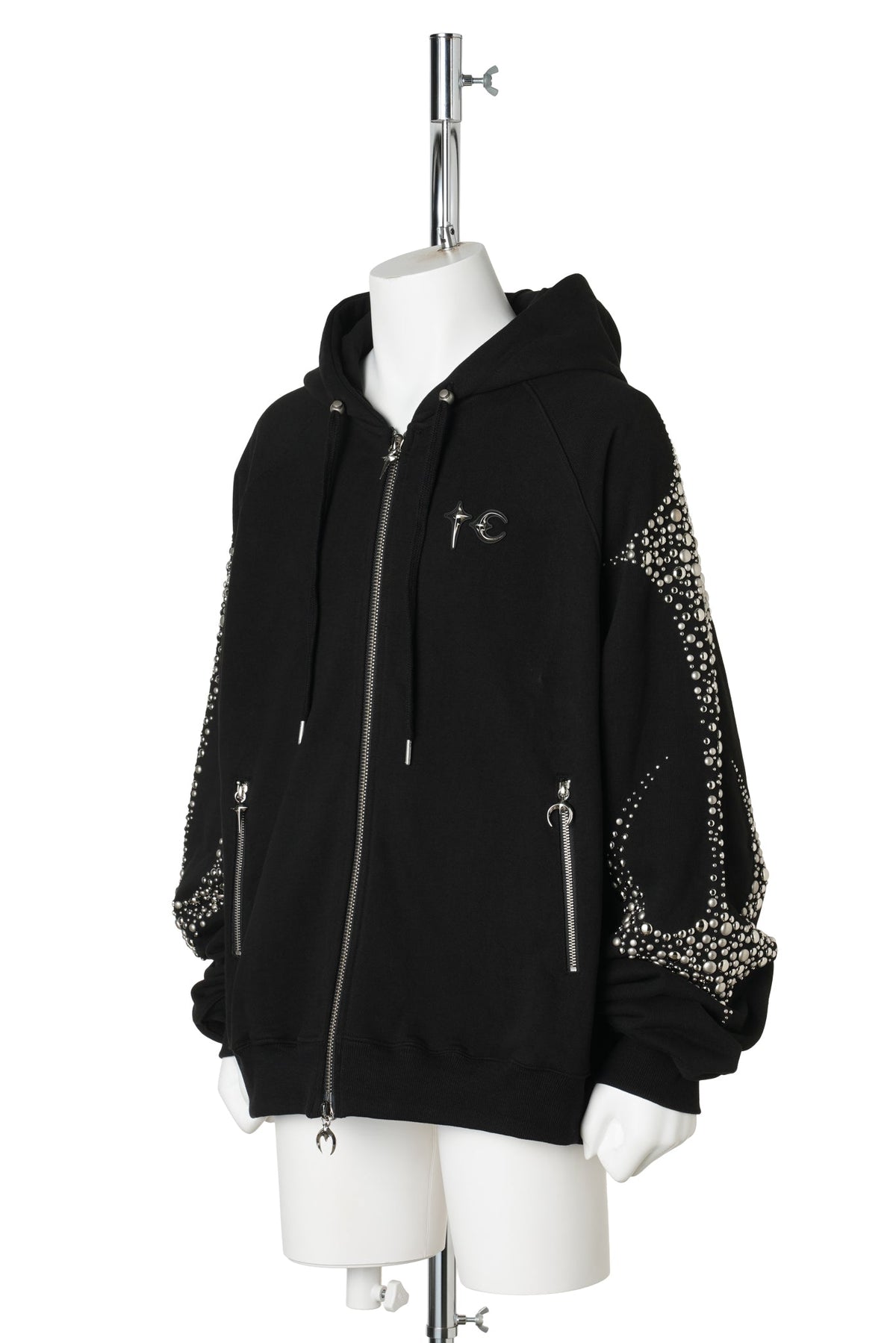 IRON STEEL FOCUS ZIP-UP HOODIE / BLACK