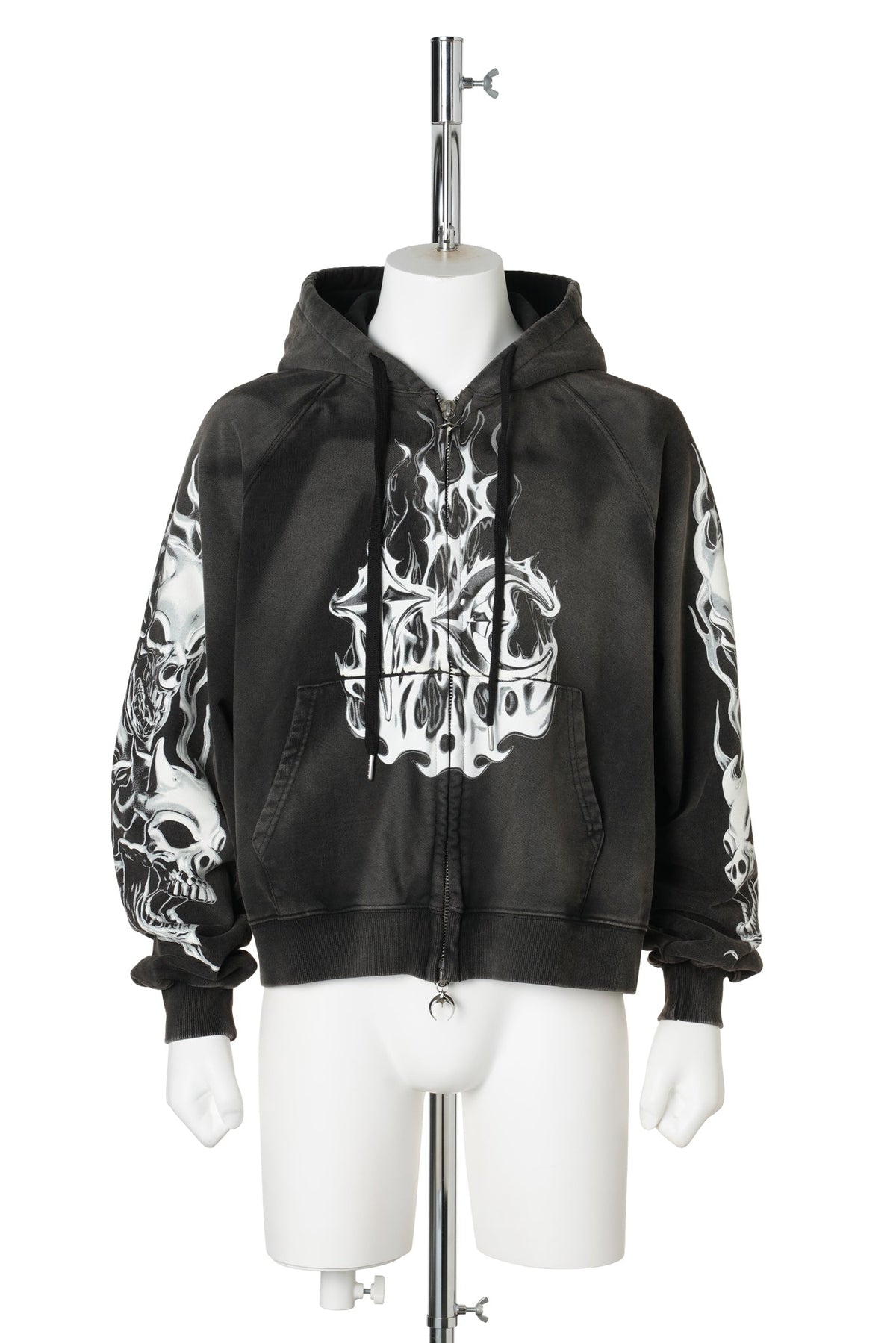 SIX RIDING SKULL ZIP-UP HOODIE / BLACK