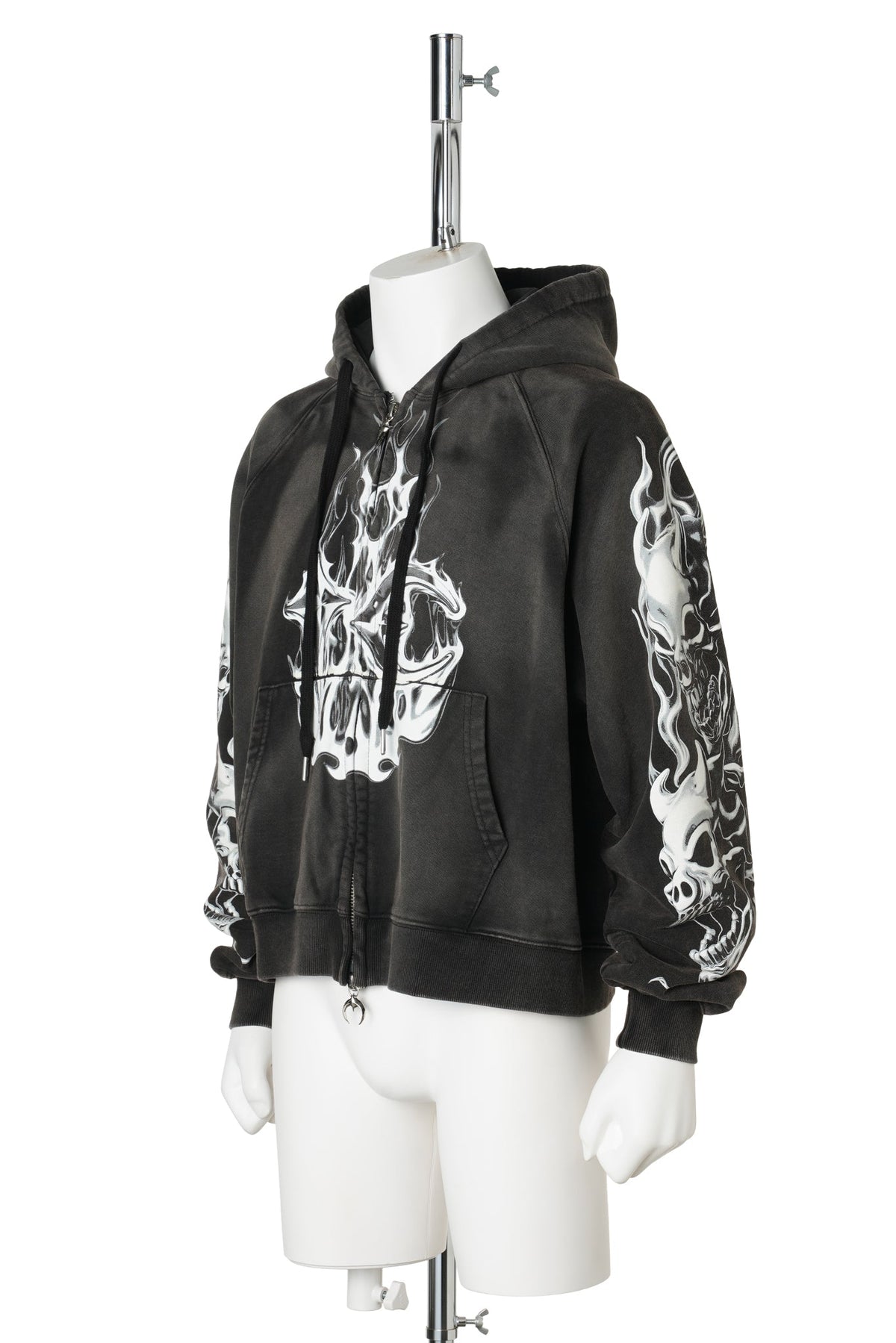 SIX RIDING SKULL ZIP-UP HOODIE / BLACK
