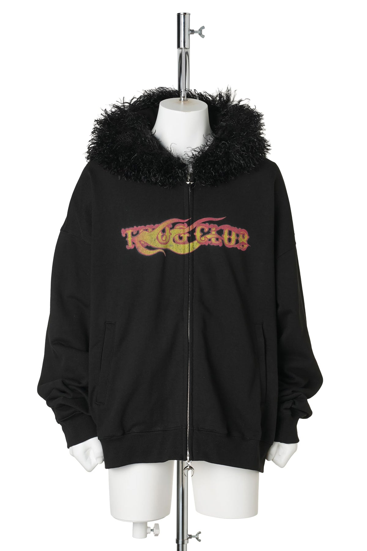 TC TWO FACE FUR HOODED ZIP-UP / BLACK