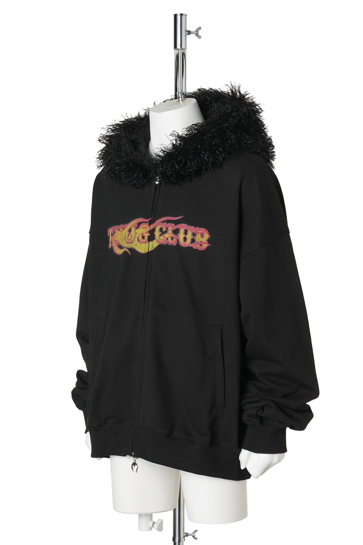 TC TWO FACE FUR HOODED ZIP-UP / BLACK